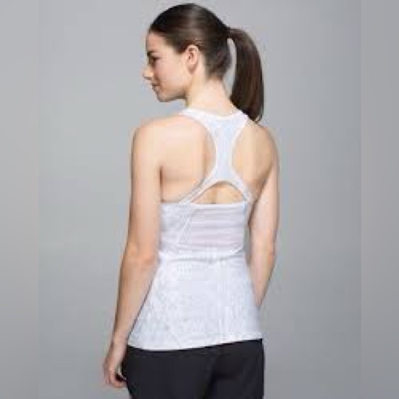 Lululemon athletica mesh with me tank top white grey gray snakeskin print size 4 - Picture 2 of 6